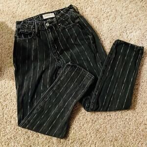 PACSUN black/grey & White Railroad Striped High-Waisted Mom Jean Jean Size 24